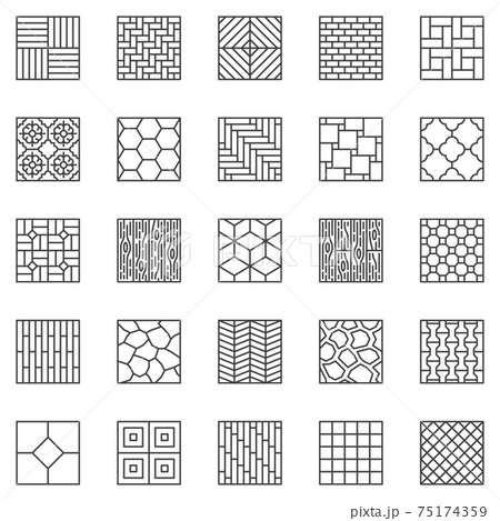 Flooring outline icons set. Vector Floor Materials symbols 75174359
