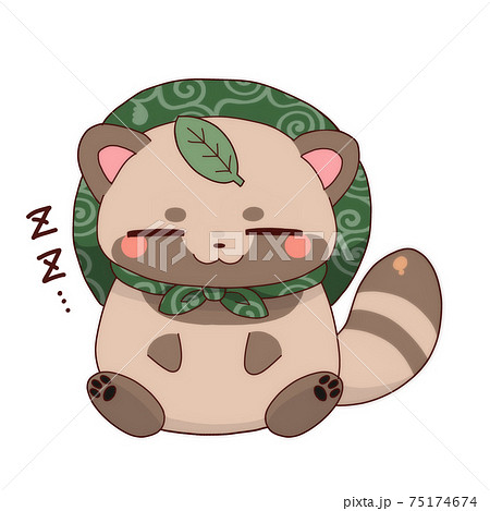 和風たぬき居眠りのイラスト素材