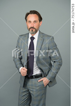 Chic classic. Professional businessman grey background.  75174753