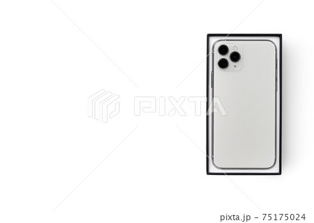 Smartphone in box close-up on a white background. 75175024
