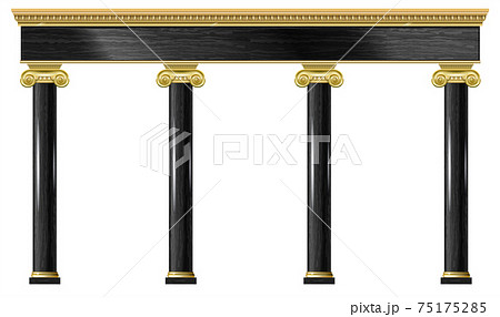 Golden black classic arch portal columns facadeのイラスト素材