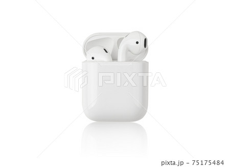 Wireless headphones on a white background. Wireless headset isolated on white. 75175484
