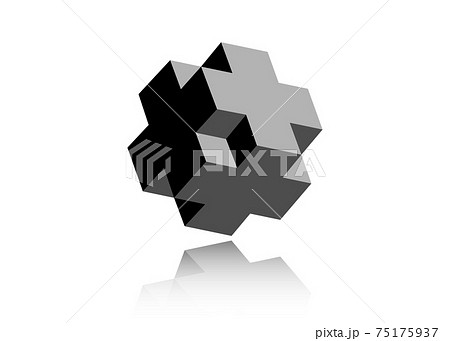 3d Necker Cube Cross Icon Isometric Cube Logo のイラスト素材