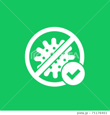 no virus icon with check mark, vector no virus icon with check mark, vector 75176401