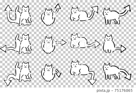 Relaxing cat tail arrow set hand-painted line art color 75176865