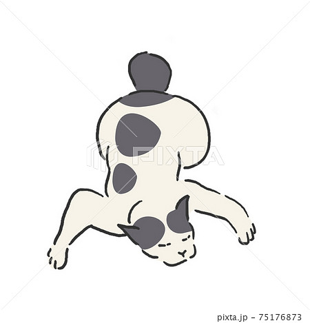くつろぐ猫　手描き　線画　カラー 75176873