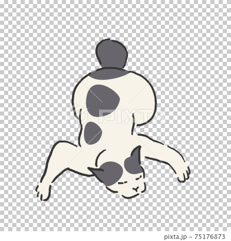 Relaxing cat hand-painted line art color 75176873