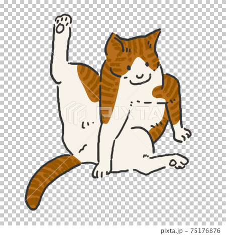 Relaxing cat hand-painted line art color Relaxing cat hand-painted line art color 75176876