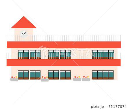 保育園　赤色の屋根　線無し 75177074