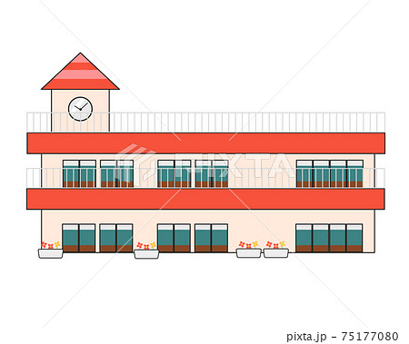 保育園 赤色の屋根のイラスト素材