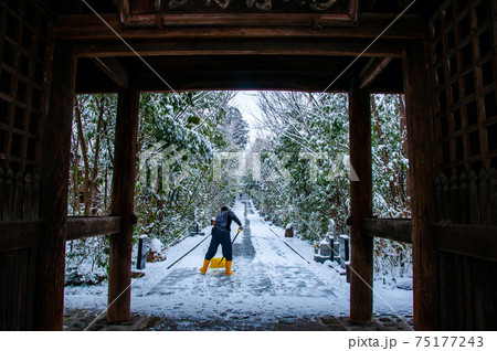 仙台市 北山輪王寺の仁王門 参道の雪かき 仙台市 北山輪王寺の仁王門 参道の雪かき 75177243