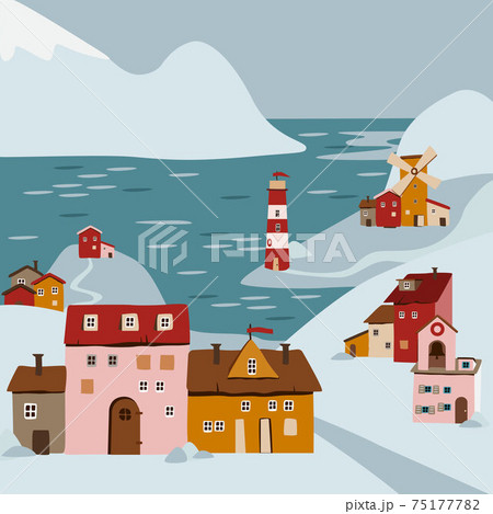 winter city architecture seaside resort highlands snowy 75177782