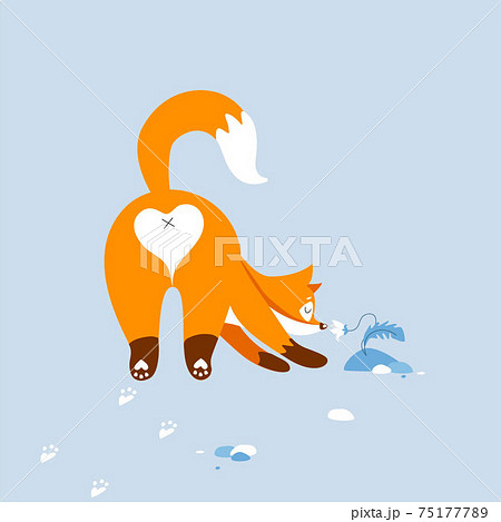 fox heart sniffs flower snowdrop paw prints fox heart sniffs flower snowdrop paw prints 75177789