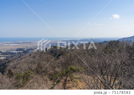 青空と四方山から見た山元・亘理の風景　俯瞰　宮城県山元町 75178583