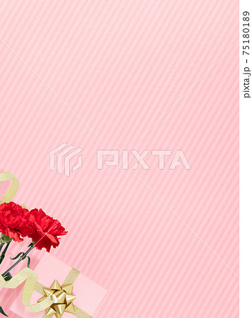 赤いカーネーションとギフトボックスの背景素材 - 複数のバリエーションがあります 赤いカーネーションとギフトボックスの背景素材 - 複数のバリエーションがあります 75180189