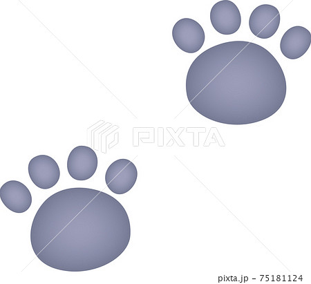 グレーの動物の足跡　水彩画風 75181124