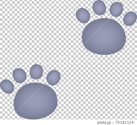 グレーの動物の足跡　水彩画風 75181124