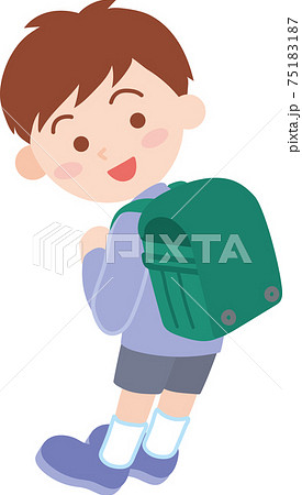 緑色のランドセルを背負った男の子 緑色のランドセルを背負った男の子 75183187