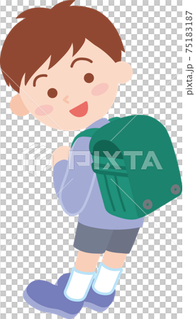 緑色のランドセルを背負った男の子 緑色のランドセルを背負った男の子 75183187