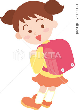 赤色のランドセルを背負った女の子 75183191