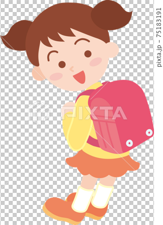 赤色のランドセルを背負った女の子 75183191