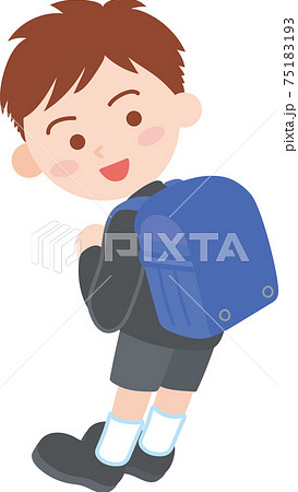 青いランドセルを背負った制服姿の男の子 青いランドセルを背負った制服姿の男の子 75183193