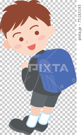 青いランドセルを背負った制服姿の男の子 青いランドセルを背負った制服姿の男の子 75183193