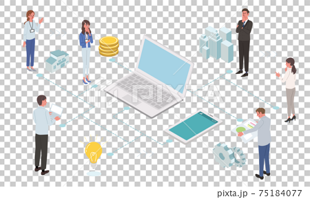 IT communication business concept PC and people's illustrations 75184077