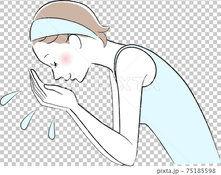 顔を洗う女性のイラスト 顔を洗う女性のイラスト 75185598
