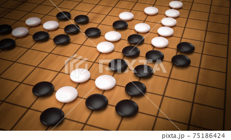 Go abstract strategy board game for two players image 3d rendering. Go abstract strategy board game for two players image 3d rendering. 75186424