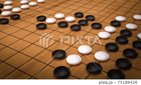 Go abstract strategy board game for two players image 3d rendering. Go abstract strategy board game for two players image 3d rendering. 75186426