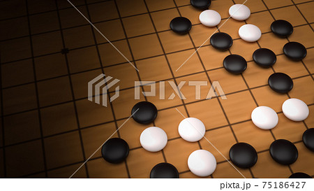 Go abstract strategy board game for two players image 3d rendering. Go abstract strategy board game for two players image 3d rendering. 75186427