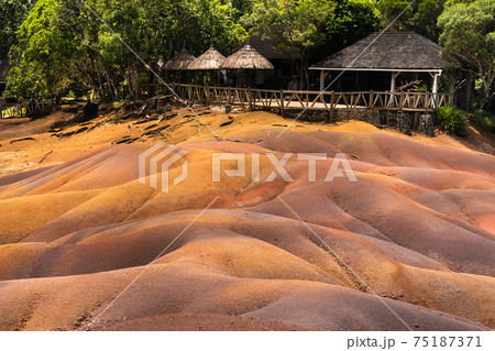 Seven colored lands on the island of Mauritius, nature reserve, Chamarelle Seven colored lands on the island of Mauritius, nature reserve, Chamarelle 75187371