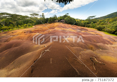 Seven colored lands on the island of Mauritius, nature reserve, Chamarelle Seven colored lands on the island of Mauritius, nature reserve, Chamarelle 75187372