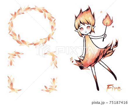 キュートな火の妖精のイラスト素材
