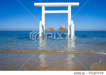 桜井二見ヶ浦の夫婦岩 福岡県糸島市志摩桜井 桜井二見ヶ浦の夫婦岩 福岡県糸島市志摩桜井 75187479