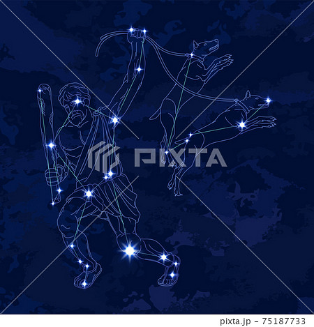 88星座シリーズB-星座絵と星座線-うしかい座とりょうけん座 88星座シリーズB-星座絵と星座線-うしかい座とりょうけん座 75187733