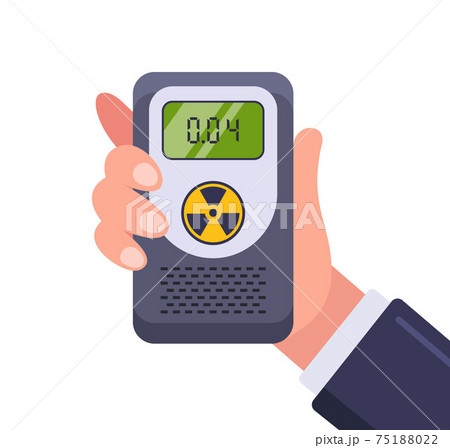 Dosimeter for measuring radiation. hand holds the device. Dosimeter for measuring radiation. hand holds the device. 75188022