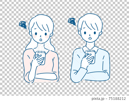 Illustrations of men and women who keep in touch with smartphones Illustrations of men and women who keep in touch with smartphones 75188212