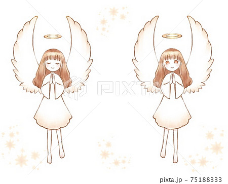 お祈りするかわいい天使たちのイラスト素材 7513