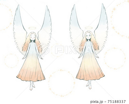朝焼け色の服の天使たちのイラスト素材 7517