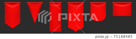Red pennant flags mockup, blank hanging banners 75188485