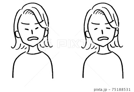 女性 バストアップ 顔バリエーション 怒るのイラスト素材
