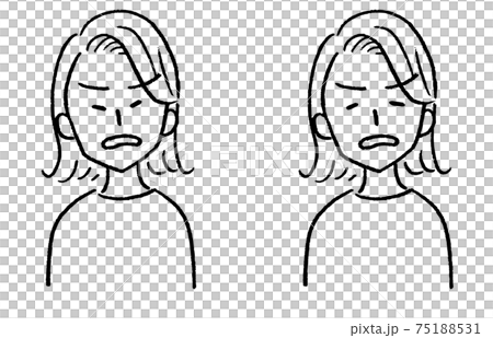 女性 バストアップ 顔バリエーション 怒るのイラスト素材