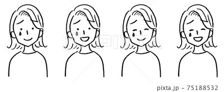女性 バストアップ 顔バリエーション 悲しいのイラスト素材