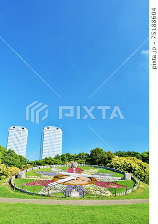 千葉県 幕張海浜公園の花時計の写真素材