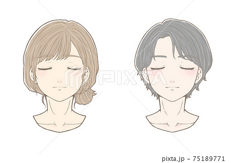 パーソナルカラー イエベブルベの女性 正面 目瞑るのイラスト素材 パーソナルカラー イエベブルベの女性 正面 目瞑るのイラスト素材