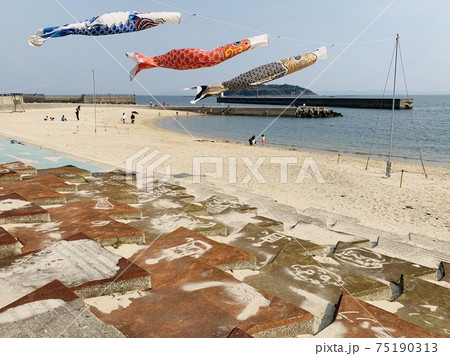 鯉のぼり 吉良ワイキキビーチ恵比寿海水浴場 愛知県西尾市 の写真素材