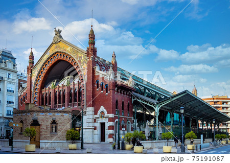 Valencia, Spain. Mercado Central - famous old market hall 75191087