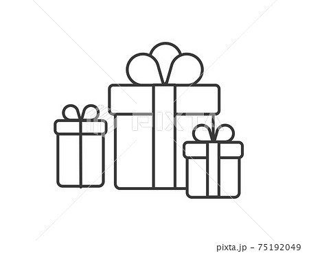 Linear sonple gift box icons standing side by side with bows and ribbons 75192049